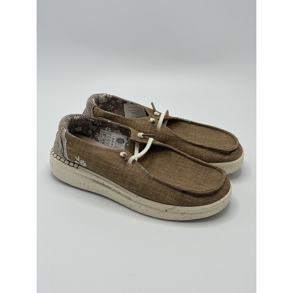 Hey Dude Wendy Rise‎ Woven Tan Shoes Women's Size 9 Slip On Summer Shoes